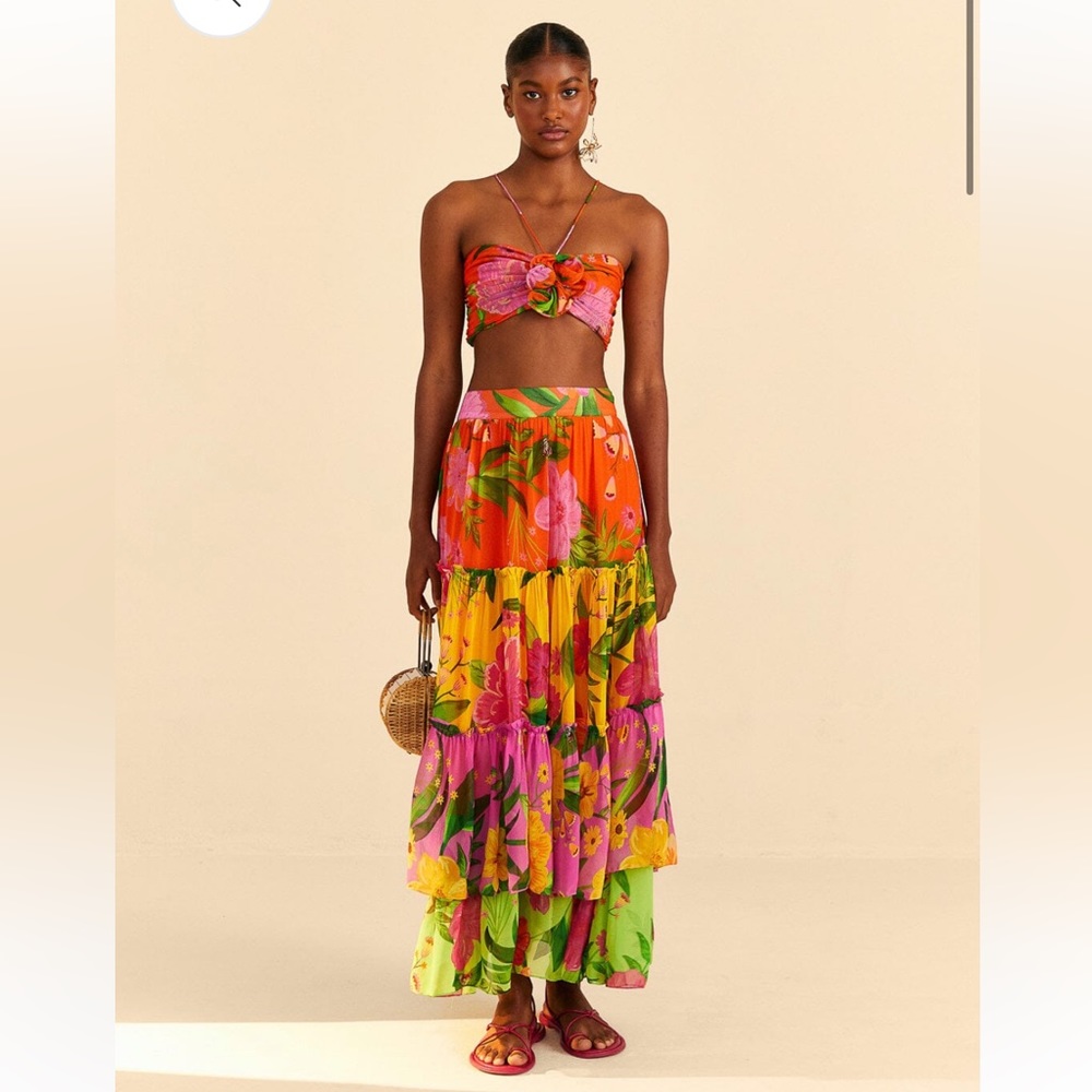 FARM RIO ROMANTIC GARDEN TIERED SKIRT- NWT